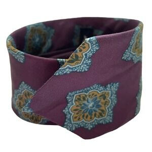 Vintage Christian Dior Tie men‎ Purple Teal Italian Silk Floral Made In USA